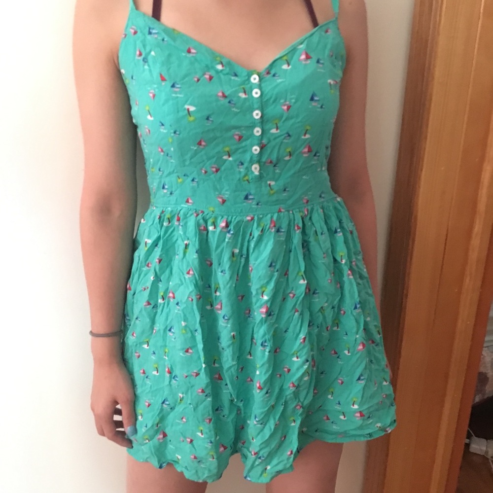 Aqua green spaghetti strap dress